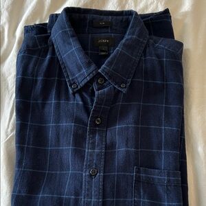 Wool/cotton slim long sleeve button down